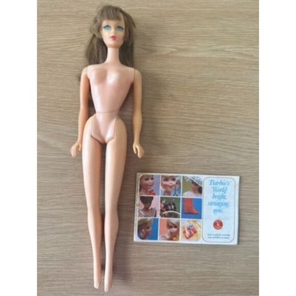 VTG Twist N Turn Bon Bon Brunette Hair 1966 Japan #15 Body Barbie Rooted Lashes - Picture 2 of 15